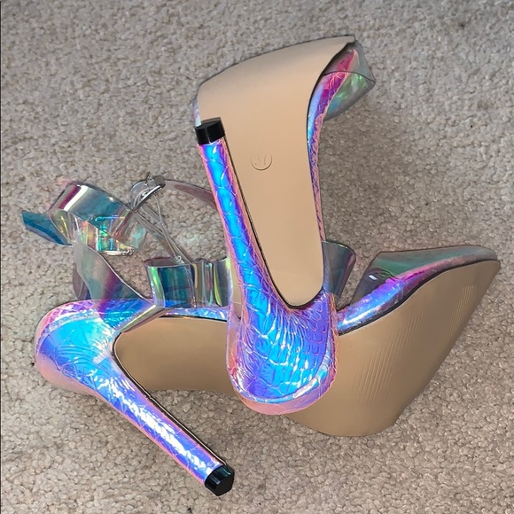 Unicorn Gloss PVC Anklet Spike Heels NEW 5.5-10 - Picture 10 of 13